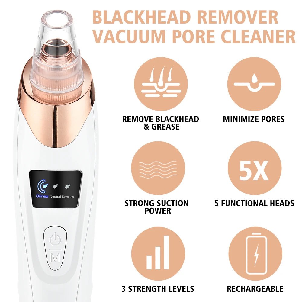 Cat Shop Boys - Electric Vacuum Suction Blackhead Remover Facial Pore Cleaner Comedone Spot Acne Pimple Blackhead Extractor USB Rechargeable