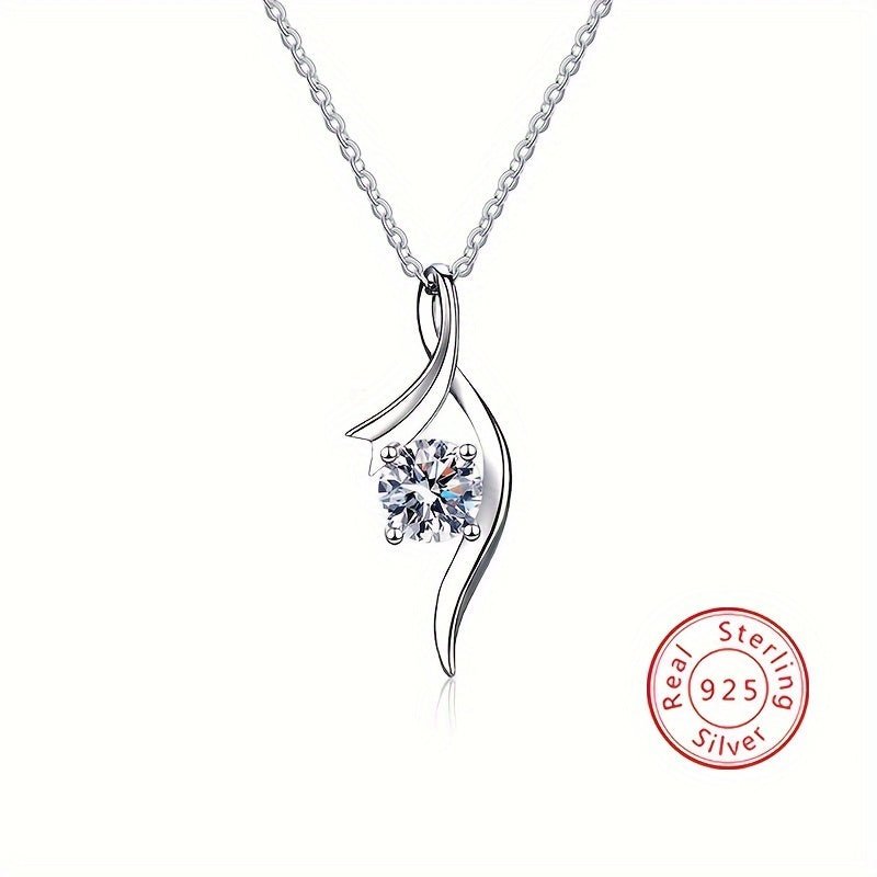 Cat Shop Boys - Elegant 1 Carat Moissanite Pendant Necklace, 925 Sterling Silver, 18K Golden Plated, Luxury Fashion Jewelry for Women, Perfect for Daily Wear, Parties, Valentine'S Day, Mother'S Day, Birthday, Anniversary Gift