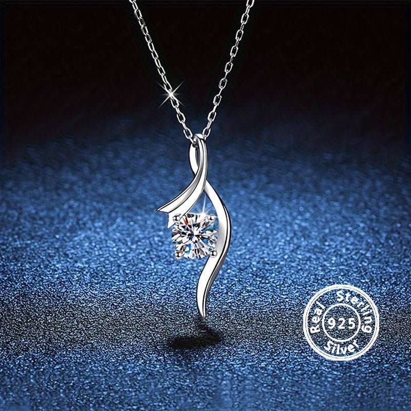 Cat Shop Boys - Elegant 1 Carat Moissanite Pendant Necklace, 925 Sterling Silver, 18K Golden Plated, Luxury Fashion Jewelry for Women, Perfect for Daily Wear, Parties, Valentine'S Day, Mother'S Day, Birthday, Anniversary Gift