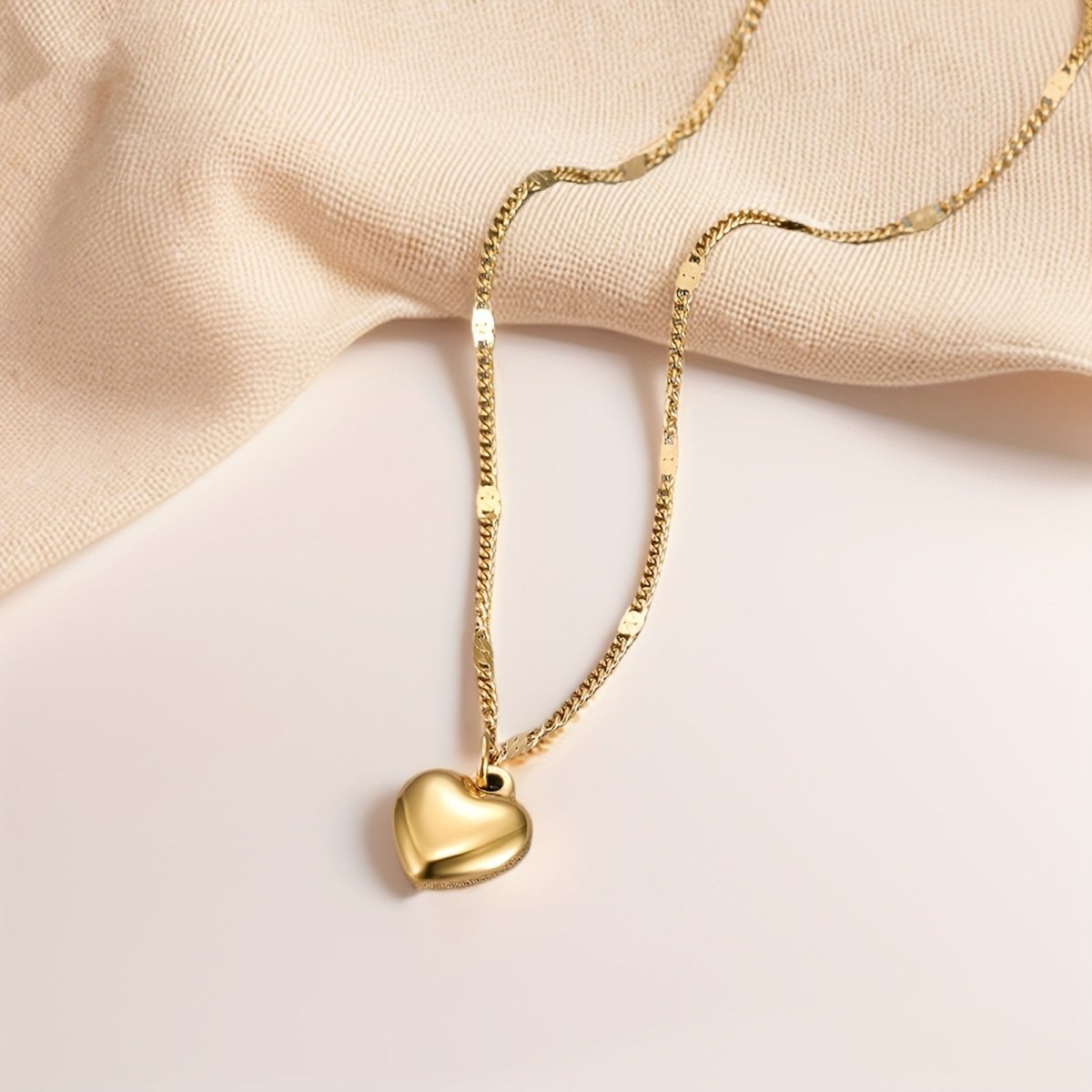 Cat Shop Boys - Elegant 18K Gold - Plated Heart Pendant Necklace for Women - Stainless Steel, Perfect for Parties & Gifts