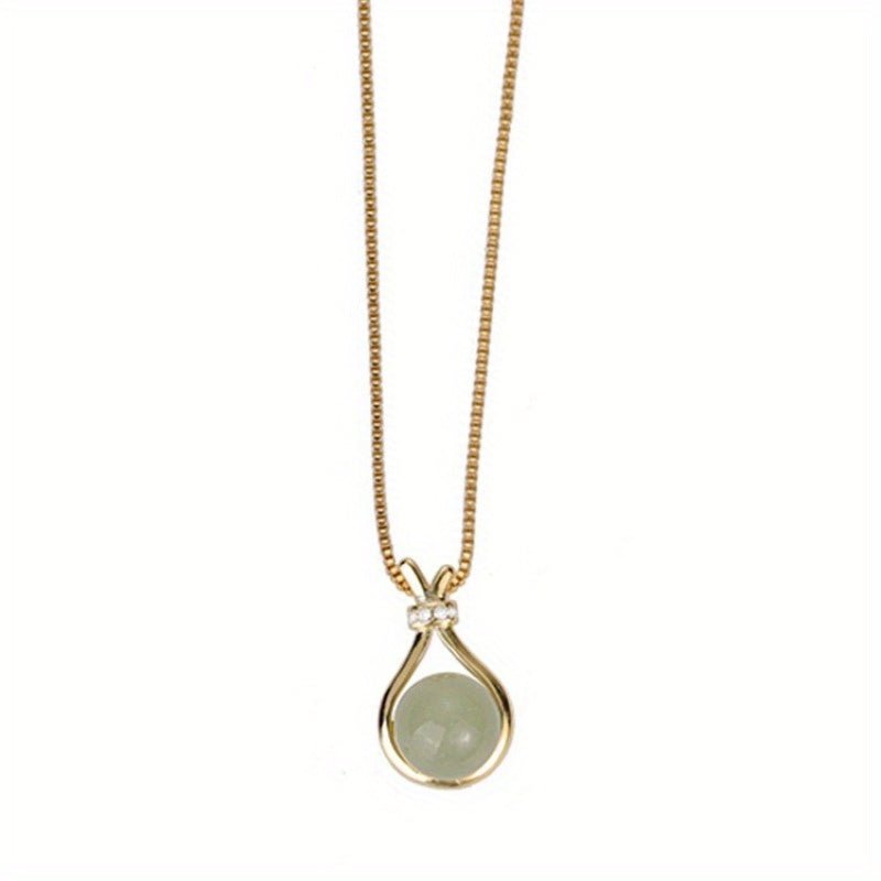 Cat Shop Boys - Elegant 18K Golden Plated Titanium Steel Pendant Necklace with Moonstone, Boho Classic Style, for Daily Wear & Gift - Giving, Ideal for Christmas & Valentine'S Day