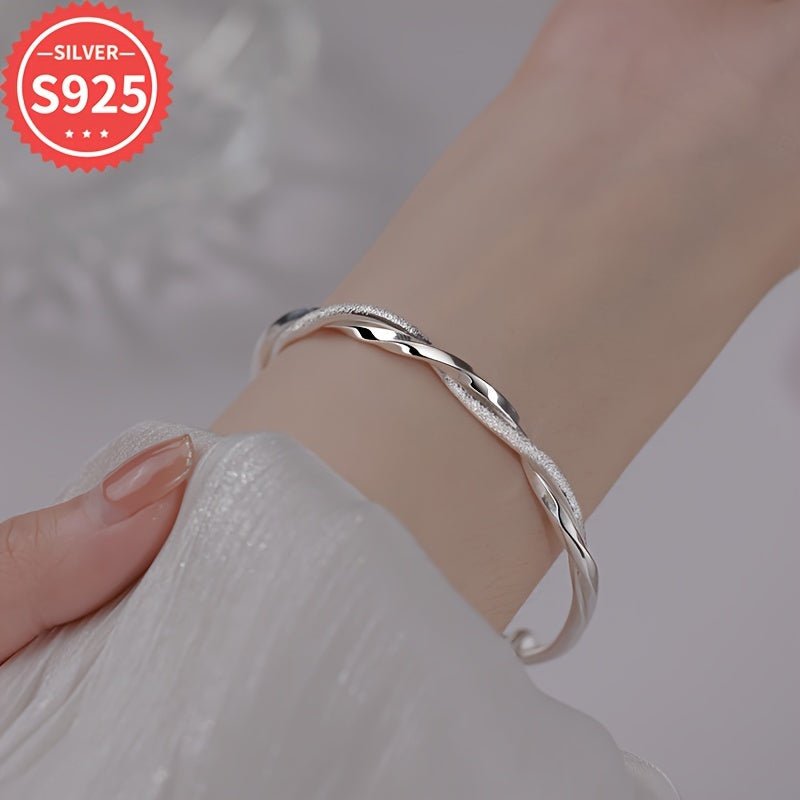 Cat Shop Boys - Elegant 925 Sterling Silvery Mobius Ring Bangle - Hypoallergenic, Double - Layered Starry Design Bracelet for Women - Perfect Gift for Daily Wear & Special Occasions