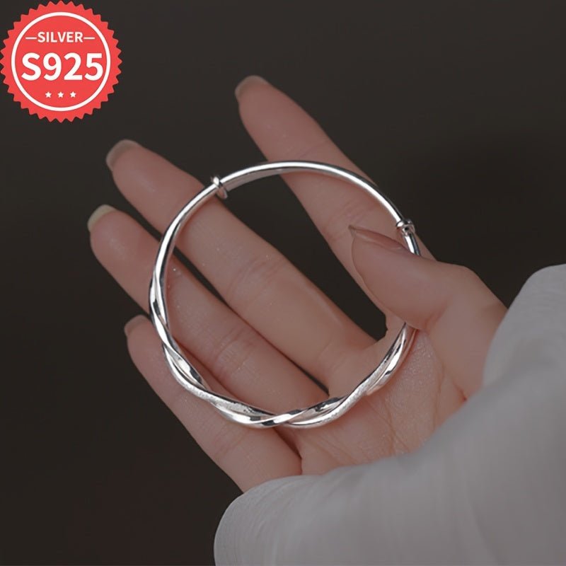 Cat Shop Boys - Elegant 925 Sterling Silvery Mobius Ring Bangle - Hypoallergenic, Double - Layered Starry Design Bracelet for Women - Perfect Gift for Daily Wear & Special Occasions