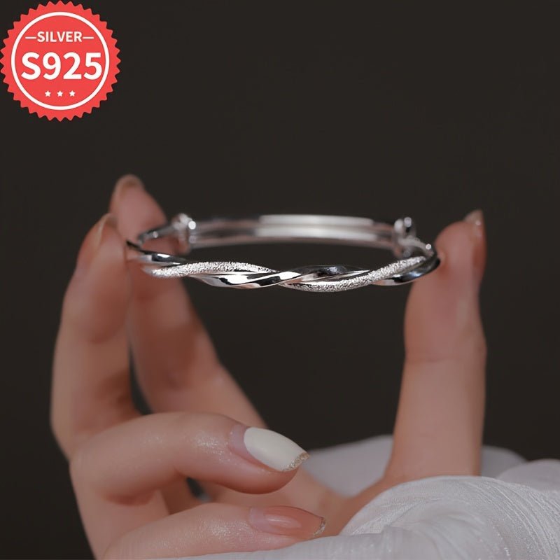 Cat Shop Boys - Elegant 925 Sterling Silvery Mobius Ring Bangle - Hypoallergenic, Double - Layered Starry Design Bracelet for Women - Perfect Gift for Daily Wear & Special Occasions