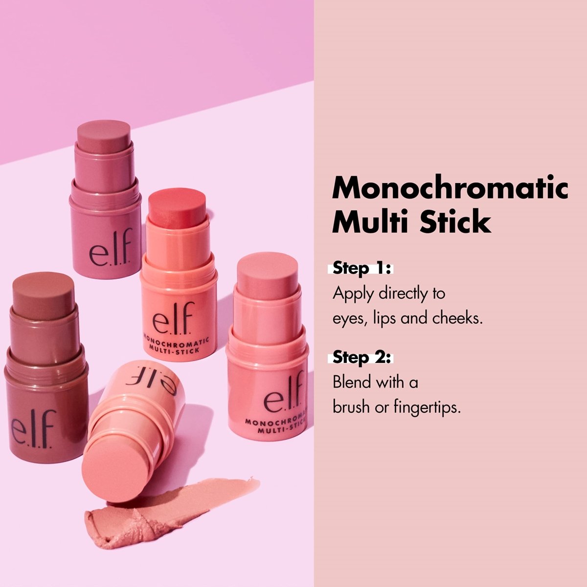 Cat Shop Boys - e.l.f. Monochromatic Multi Stick, Luxuriously Creamy & Blendable Color, For Eyes, Lips & Cheeks, Dazzling Peony, 0.17 Oz