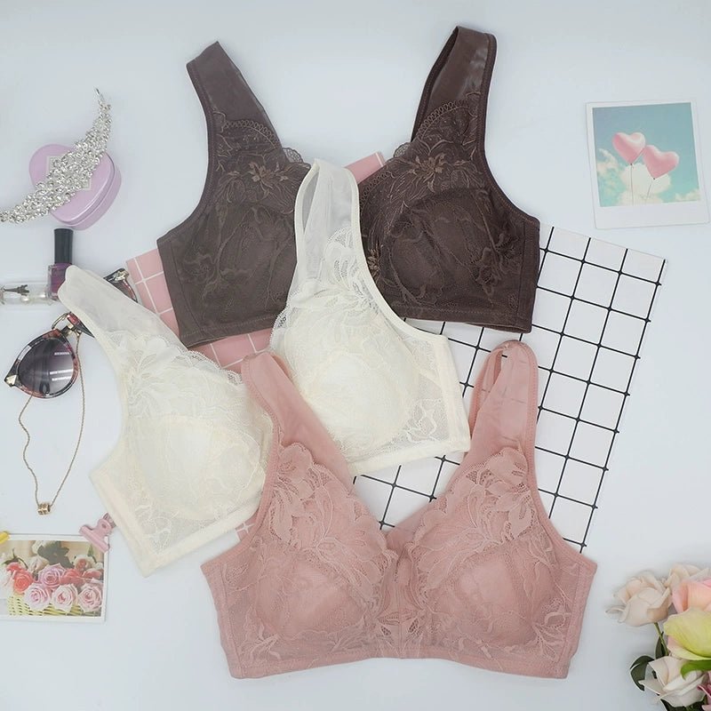 Cat Shop Boys - Export South Korea Shopping Mall Thin Big Breast Push up Wireless Bra Breast Holding Push - up Side Drawing Plus Size Ladies Intimates