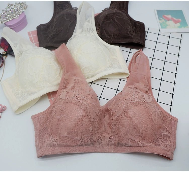 Cat Shop Boys - Export South Korea Shopping Mall Thin Big Breast Push up Wireless Bra Breast Holding Push - up Side Drawing Plus Size Ladies Intimates