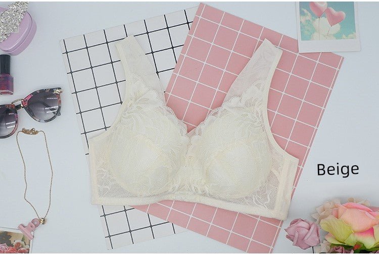 Cat Shop Boys - Export South Korea Shopping Mall Thin Big Breast Push up Wireless Bra Breast Holding Push - up Side Drawing Plus Size Ladies Intimates