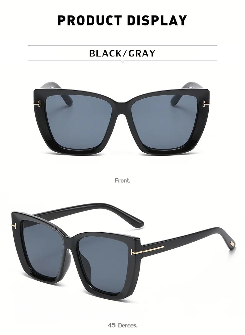 Cat Shop Boys - Fashion Cat Eye Sunglasses Women 2024 Luxury Brand Trendy Oversized Cateye Sun Glasses Ladies Gradient Shades Big Frame Eyewear