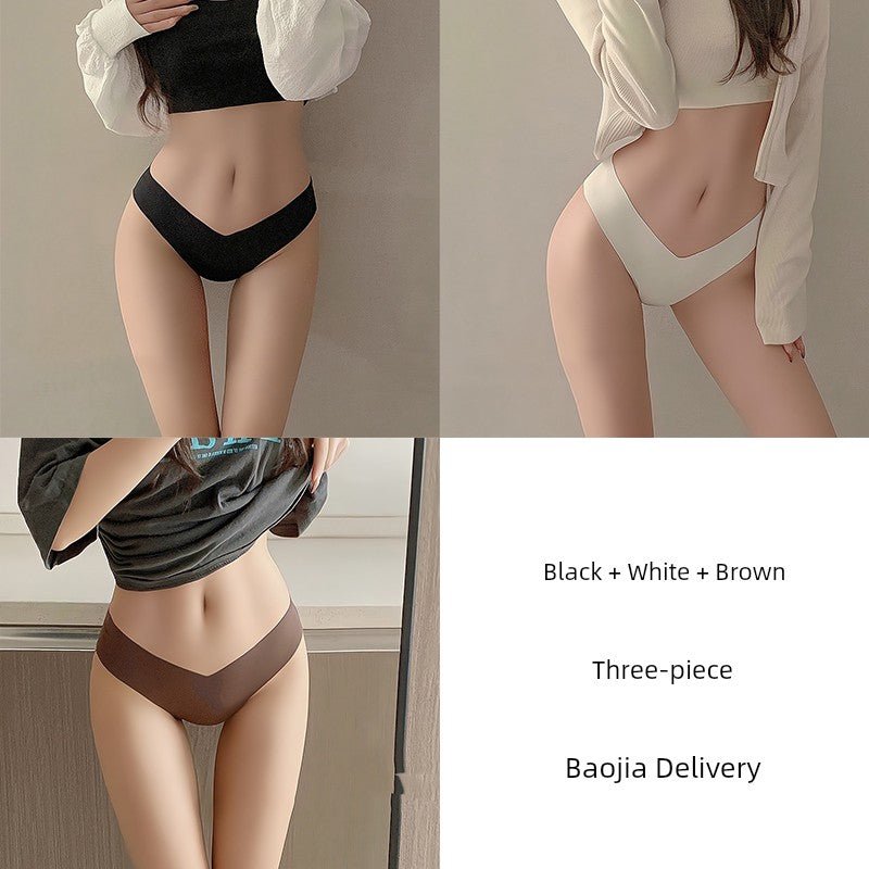 Cat Shop Boys - Fashion Low Waist Seamless Ice Silk Underwear Women's Thin Minimalism Yoga Cotton Crotch Sexy V Waist Panties