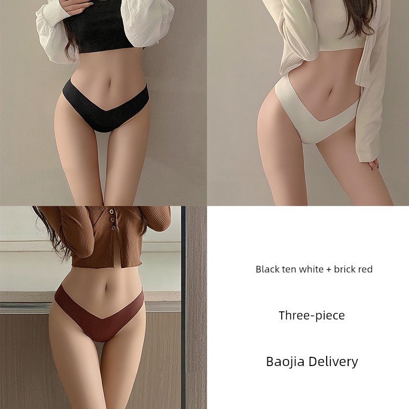 Cat Shop Boys - Fashion Low Waist Seamless Ice Silk Underwear Women's Thin Minimalism Yoga Cotton Crotch Sexy V Waist Panties