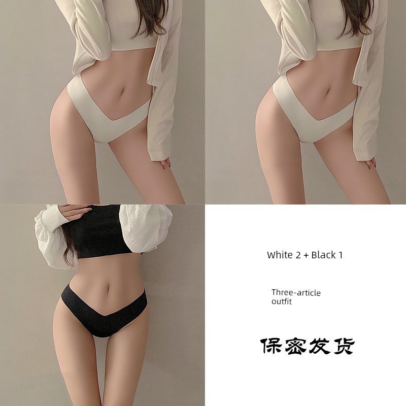 Cat Shop Boys - Fashion Low Waist Seamless Ice Silk Underwear Women's Thin Minimalism Yoga Cotton Crotch Sexy V Waist Panties