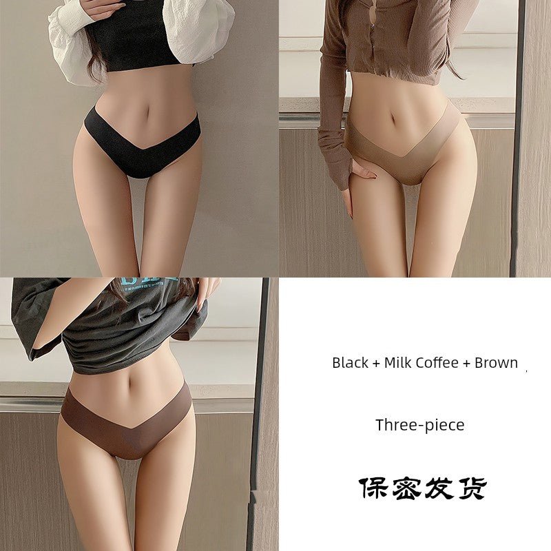 Cat Shop Boys - Fashion Low Waist Seamless Ice Silk Underwear Women's Thin Minimalism Yoga Cotton Crotch Sexy V Waist Panties