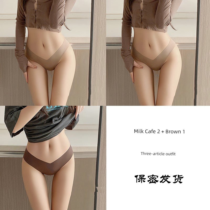 Cat Shop Boys - Fashion Low Waist Seamless Ice Silk Underwear Women's Thin Minimalism Yoga Cotton Crotch Sexy V Waist Panties