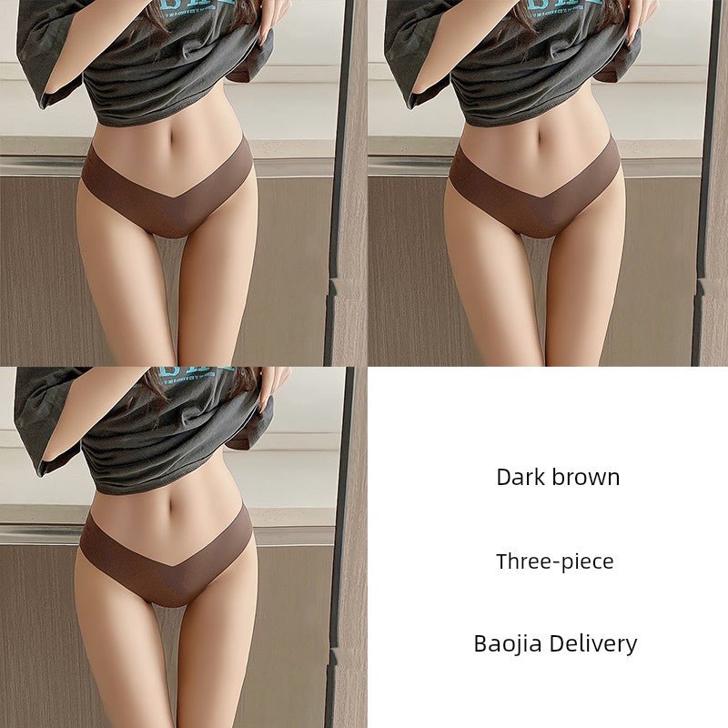 Cat Shop Boys - Fashion Low Waist Seamless Ice Silk Underwear Women's Thin Minimalism Yoga Cotton Crotch Sexy V Waist Panties