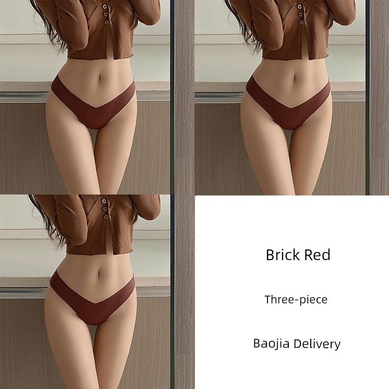 Cat Shop Boys - Fashion Low Waist Seamless Ice Silk Underwear Women's Thin Minimalism Yoga Cotton Crotch Sexy V Waist Panties