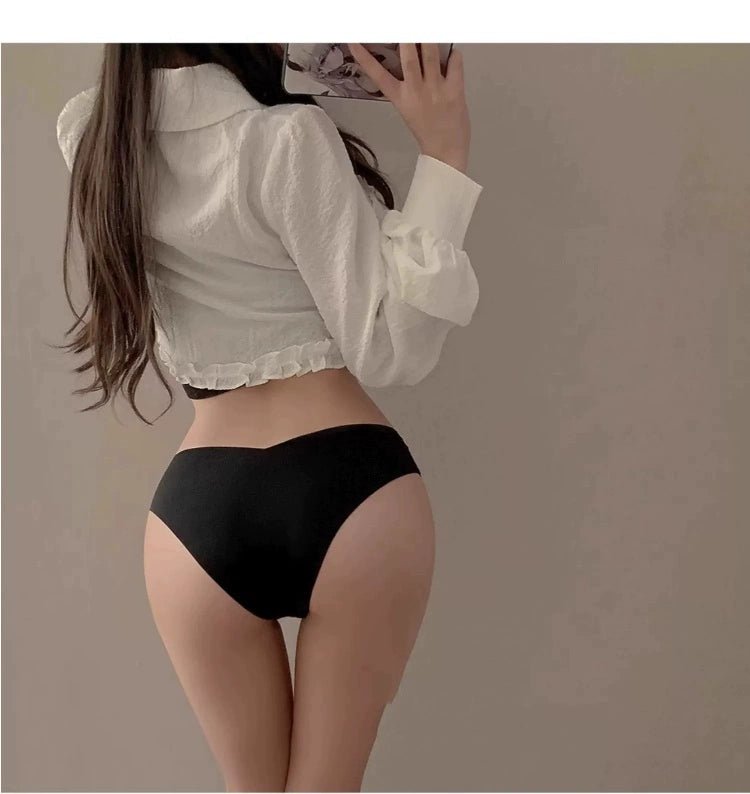 Cat Shop Boys - Fashion Low Waist Seamless Ice Silk Underwear Women's Thin Minimalism Yoga Cotton Crotch Sexy V Waist Panties