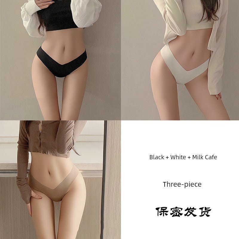 Cat Shop Boys - Fashion Low Waist Seamless Ice Silk Underwear Women's Thin Minimalism Yoga Cotton Crotch Sexy V Waist Panties