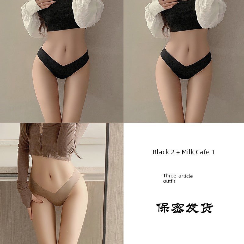 Cat Shop Boys - Fashion Low Waist Seamless Ice Silk Underwear Women's Thin Minimalism Yoga Cotton Crotch Sexy V Waist Panties