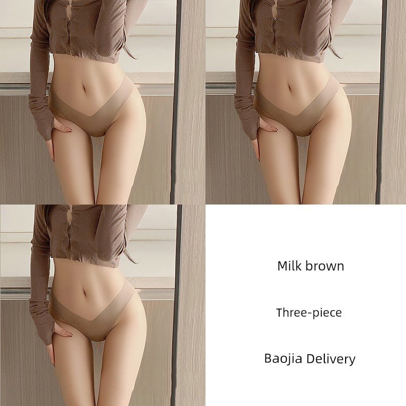 Cat Shop Boys - Fashion Low Waist Seamless Ice Silk Underwear Women's Thin Minimalism Yoga Cotton Crotch Sexy V Waist Panties