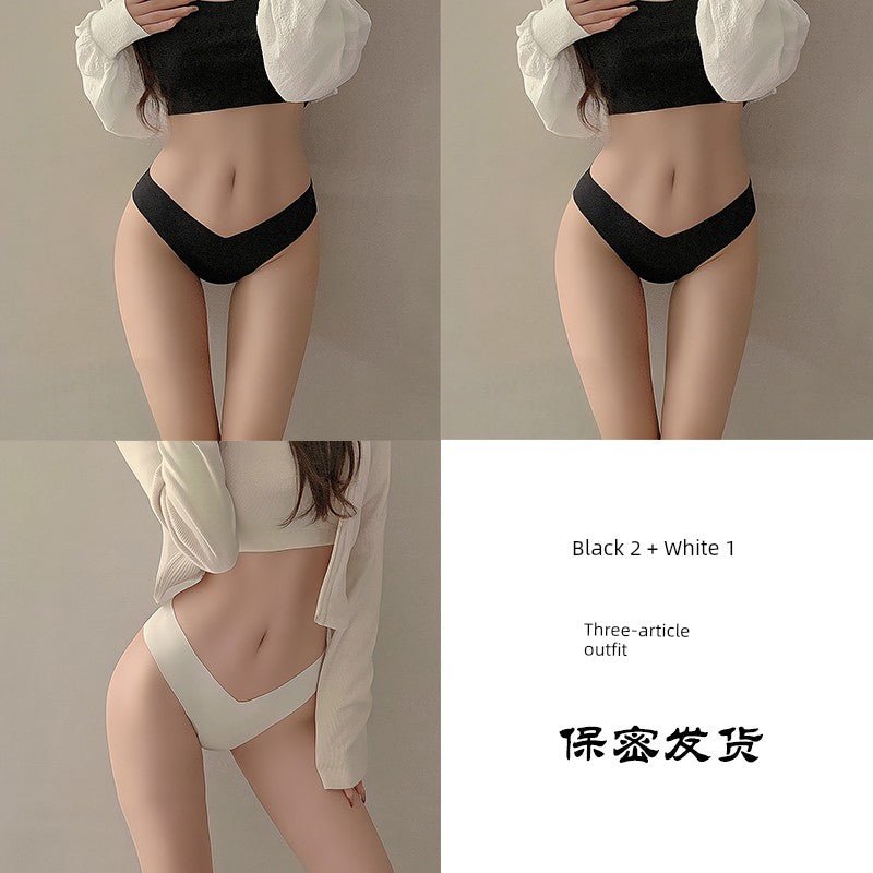 Cat Shop Boys - Fashion Low Waist Seamless Ice Silk Underwear Women's Thin Minimalism Yoga Cotton Crotch Sexy V Waist Panties