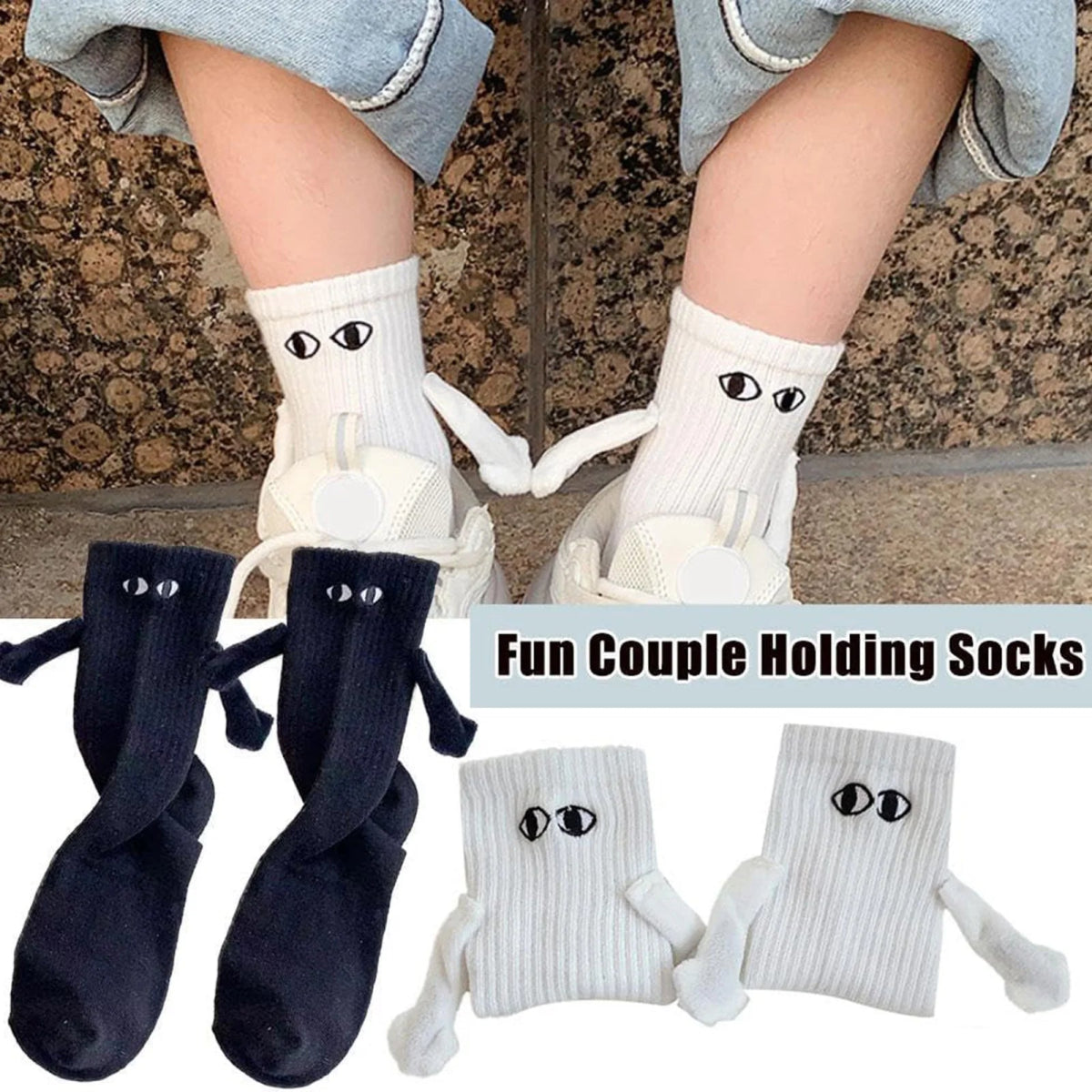 Cat Shop Boys - Fashion Magnetic Holding Hands Socks All - match High Elastic Couple Socks For Spring Home Mid Tube Socks Breathable Sports