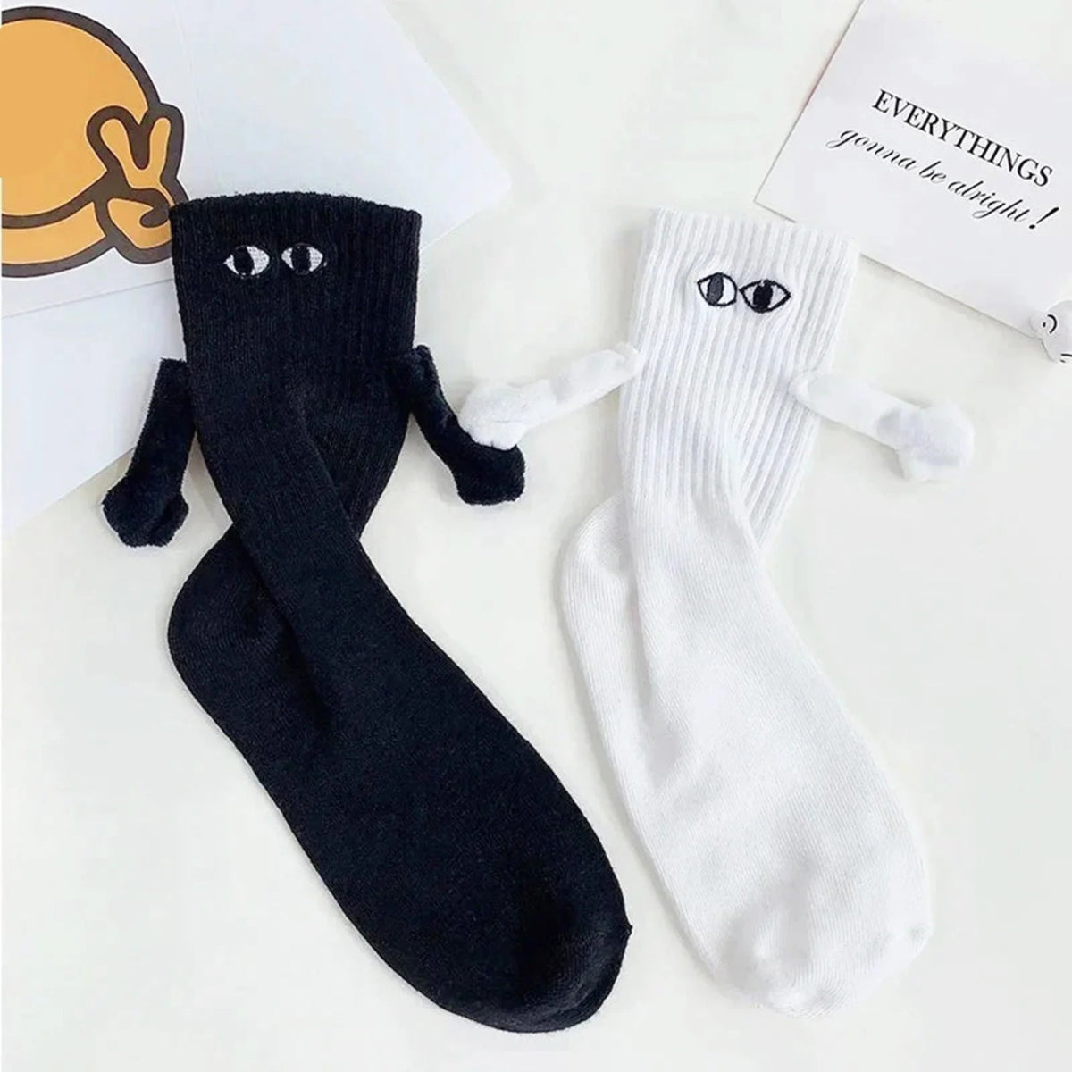 Cat Shop Boys - Fashion Magnetic Holding Hands Socks All - match High Elastic Couple Socks For Spring Home Mid Tube Socks Breathable Sports