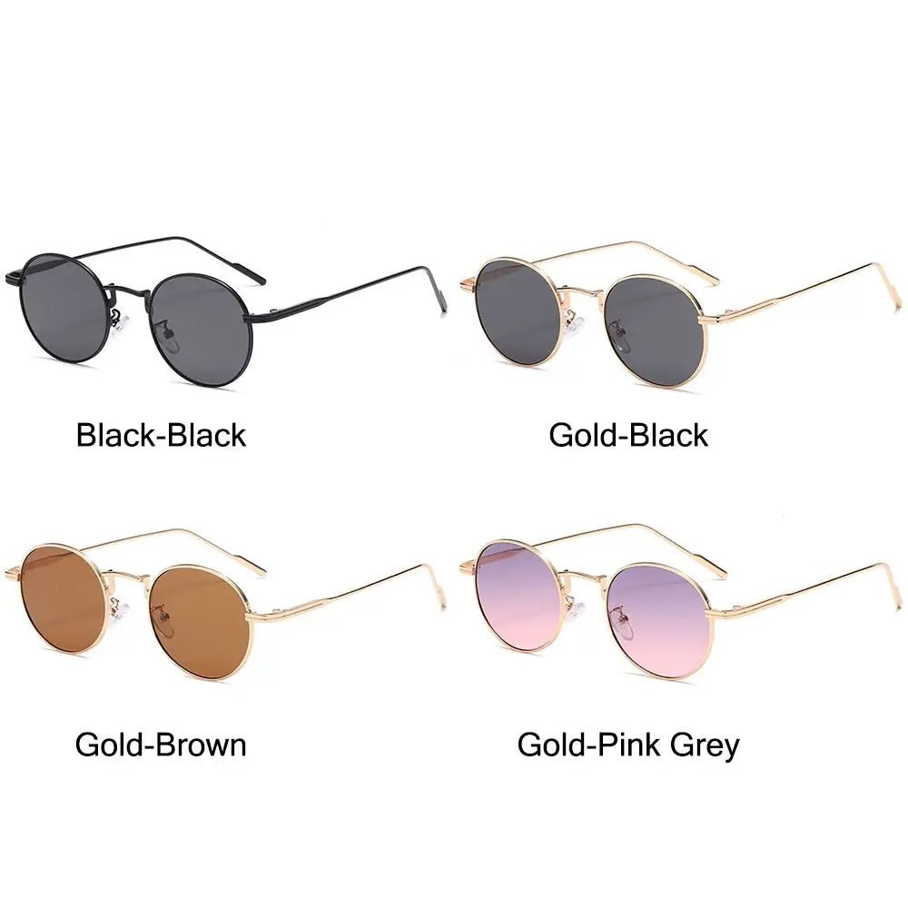 Cat Shop Boys - Fashion Retro Black UV400 Protection Shades Sun Glasses Trendy Small Round Sunglasses for Women Men Metal Frame For Travel Beach