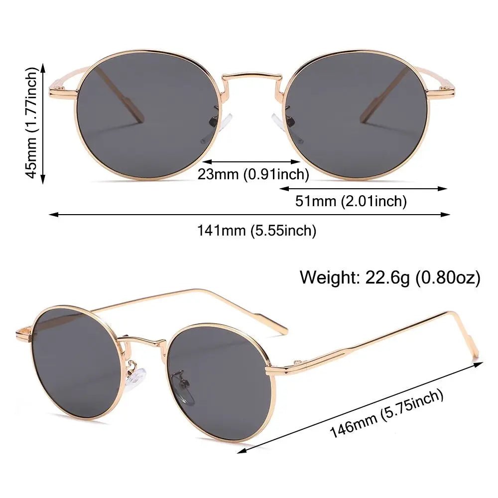 Cat Shop Boys - Fashion Retro Black UV400 Protection Shades Sun Glasses Trendy Small Round Sunglasses for Women Men Metal Frame For Travel Beach