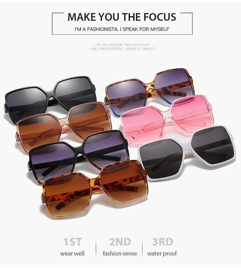 Cat Shop Boys - Fashion Women Oversize Sunglasses Gradient Plastic Brand Designer Female Sun Glasses Uv400