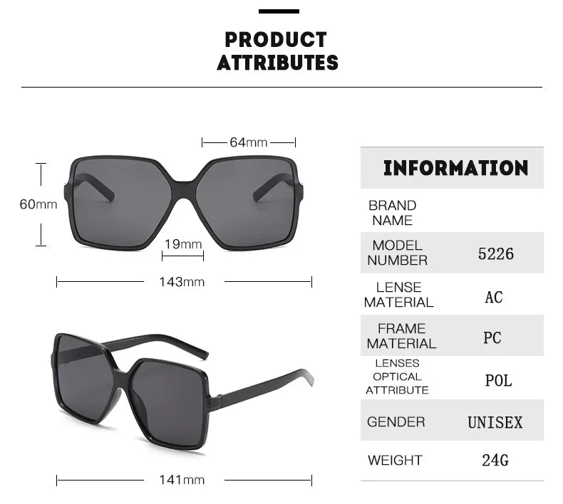 Cat Shop Boys - Fashion Women Oversize Sunglasses Gradient Plastic Brand Designer Female Sun Glasses Uv400