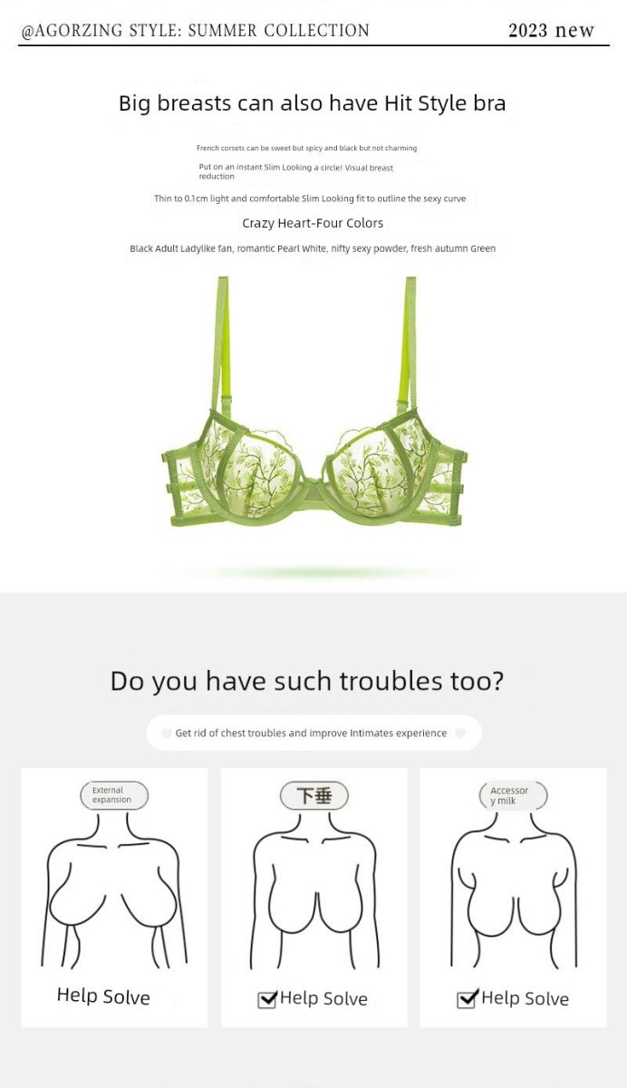 Cat Shop Boys - French Style Natural - looking Sponge - Free Embroider Bra Green Ultra - Thin Bra Sexy Lace Lingerie Set