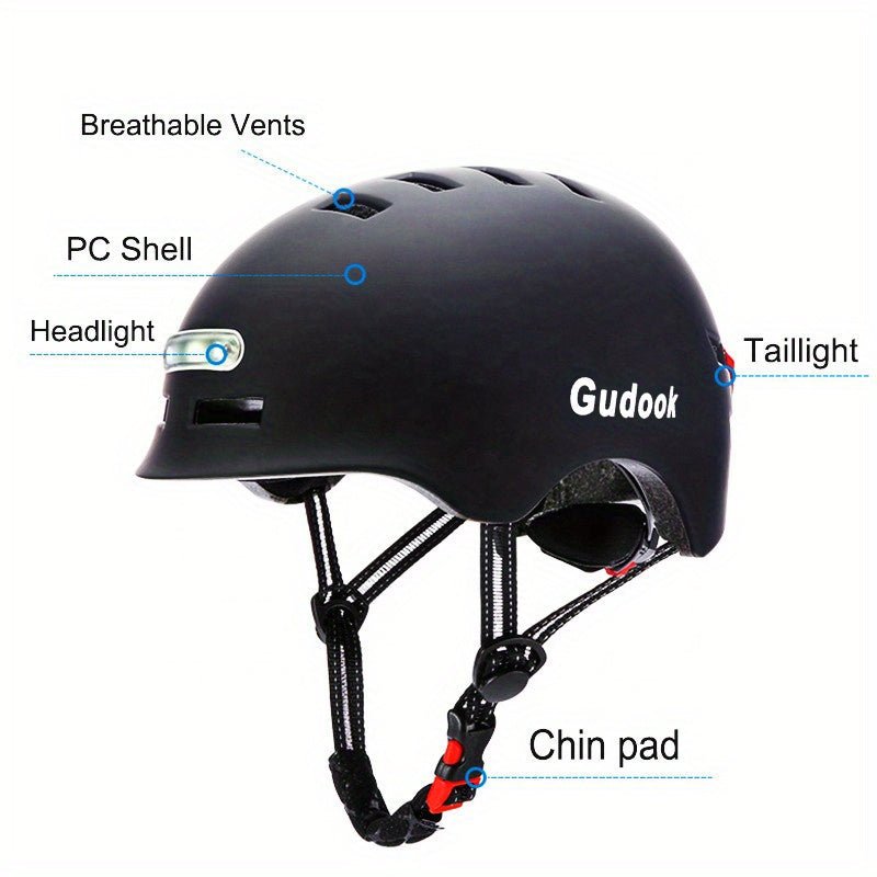 Cat Shop Boys - Gudook Bike Helmet Adult Bike Helmets For Men/Women: Bicycle Helmet With USB Rechargeable LED Front And Rear Lights For Cycling Urban Commuter Skateboard