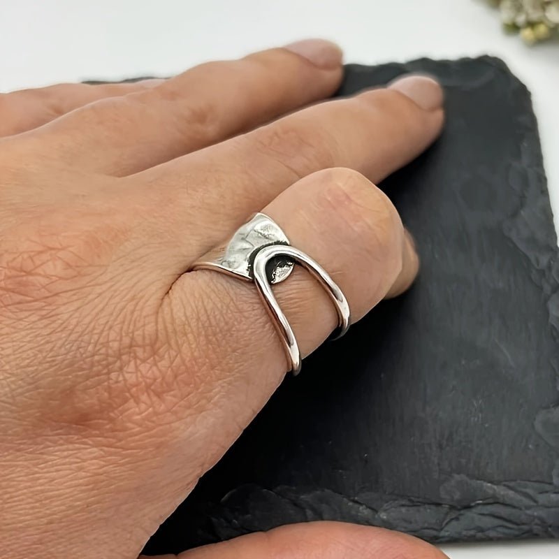 Cat Shop Boys - Hammered Ring, Thick Ring, Statement Ring, Thumb Ring, Chunky Ring, Unique Silvery Ring, Boho Ring, Rings for Women/Men