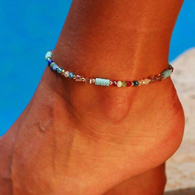 Cat Shop Boys - Handmade Boho Crystal Bead Anklet, Fashionable Exquisite Versatile Foot Chain Beach Anklet for Women, Party Holiday Jewelry Gifts