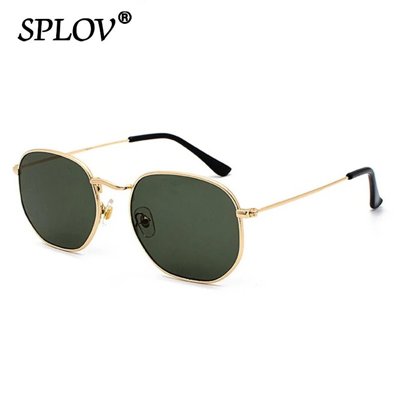 Cat Shop Boys - Hexagon Men Women Sunglasses Square Polygon Sun Glasses Brand Designer Retro Shades Metal Frame Eyewear TOP UV400 de sol hombre