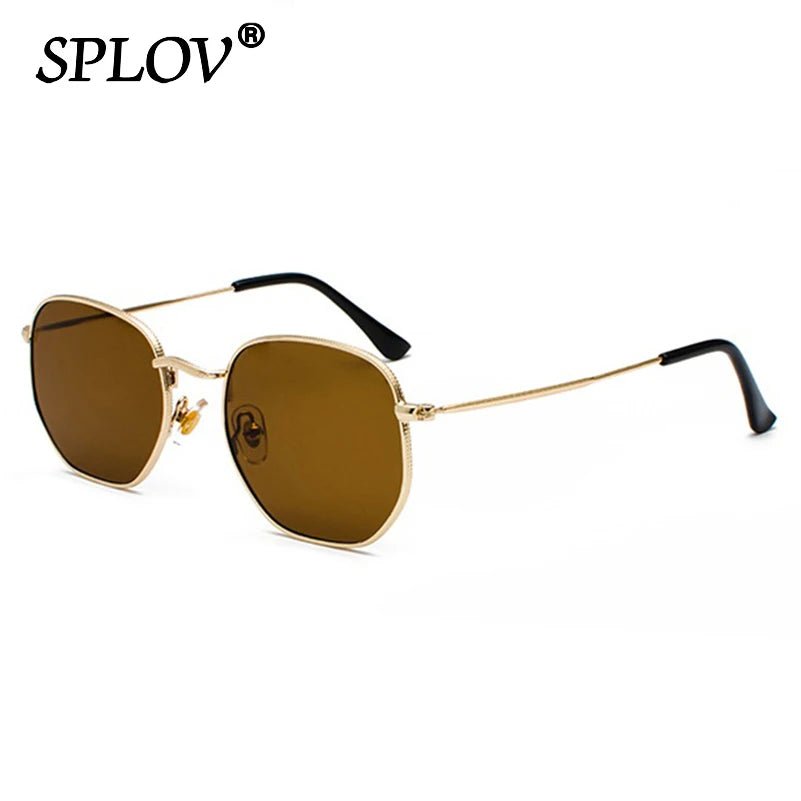 Cat Shop Boys - Hexagon Men Women Sunglasses Square Polygon Sun Glasses Brand Designer Retro Shades Metal Frame Eyewear TOP UV400 de sol hombre