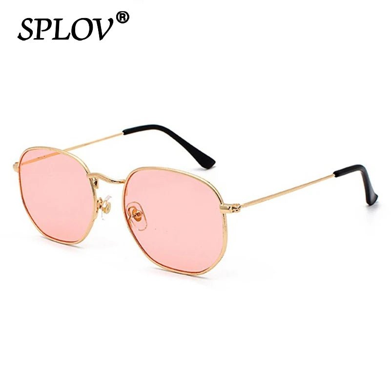 Cat Shop Boys - Hexagon Men Women Sunglasses Square Polygon Sun Glasses Brand Designer Retro Shades Metal Frame Eyewear TOP UV400 de sol hombre