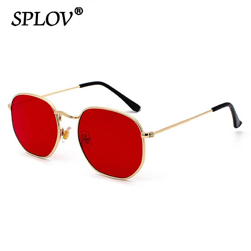 Cat Shop Boys - Hexagon Men Women Sunglasses Square Polygon Sun Glasses Brand Designer Retro Shades Metal Frame Eyewear TOP UV400 de sol hombre