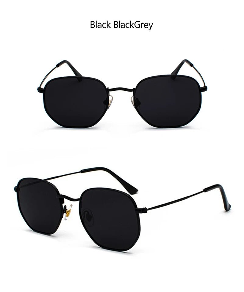 Cat Shop Boys - Hexagon Men Women Sunglasses Square Polygon Sun Glasses Brand Designer Retro Shades Metal Frame Eyewear TOP UV400 de sol hombre