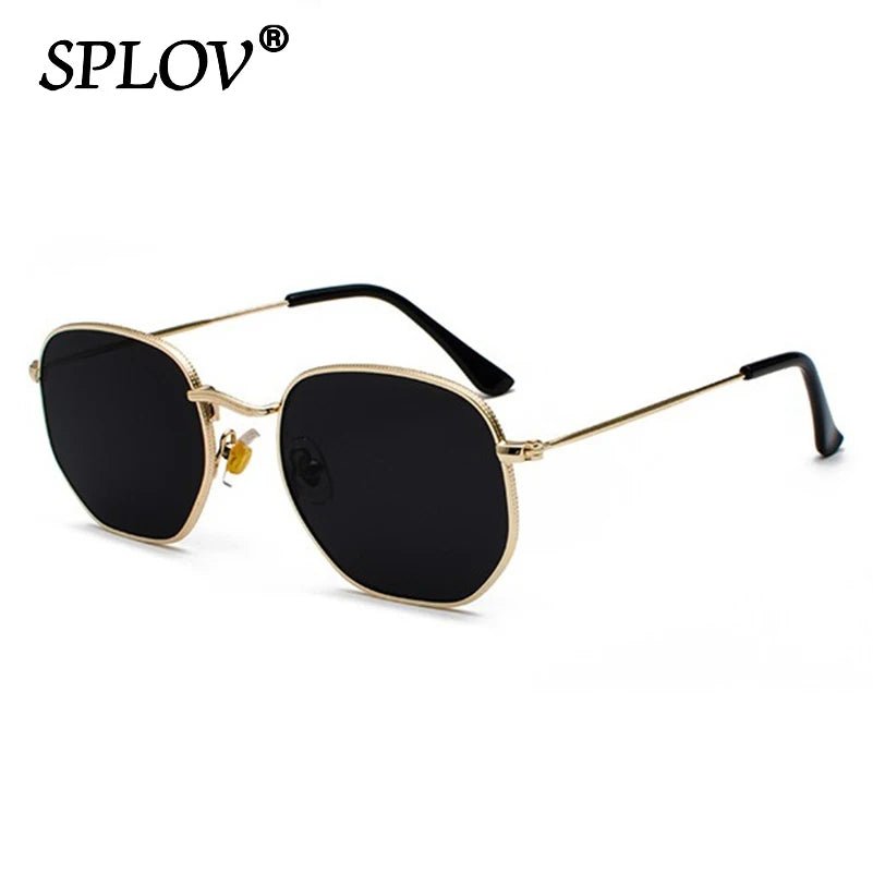 Cat Shop Boys - Hexagon Men Women Sunglasses Square Polygon Sun Glasses Brand Designer Retro Shades Metal Frame Eyewear TOP UV400 de sol hombre