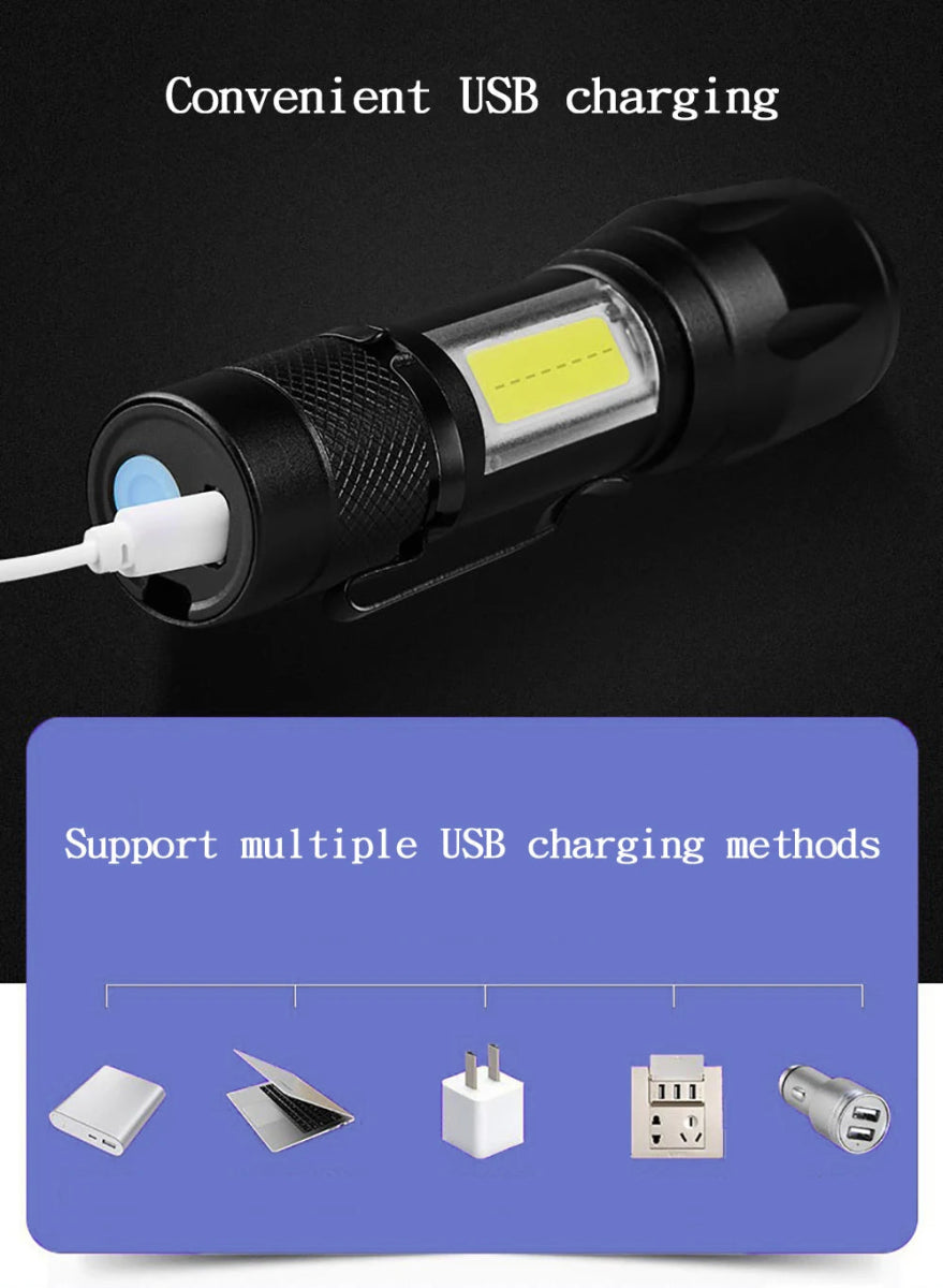 Cat Shop Boys - High Quality 3*SST20 LED Flashlight 18350 Super Bright Torch Rechargeable USB Light Waterproof with CAP CLIP for Hiking Camping