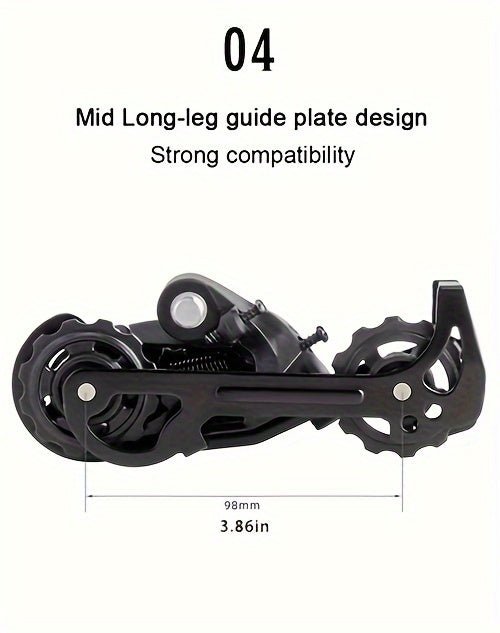 Cat Shop Boys - High - Strength Aluminum Alloy Rear Derailleur for Mountain Bikes - 7/8/9/10/11 Speed, Silent Guide Wheel, Polished Finish with Installation Hardware Included