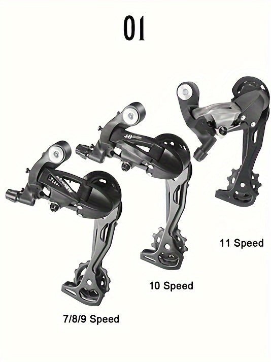 Cat Shop Boys - High - Strength Aluminum Alloy Rear Derailleur for Mountain Bikes - 7/8/9/10/11 Speed, Silent Guide Wheel, Polished Finish with Installation Hardware Included