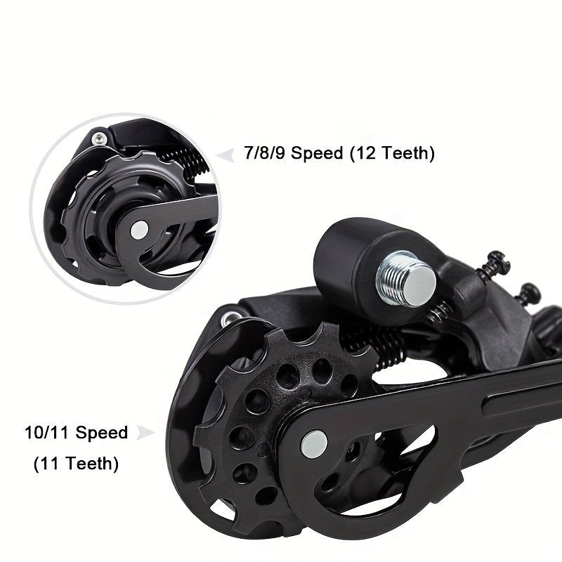 Cat Shop Boys - High - Strength Aluminum Alloy Rear Derailleur for Mountain Bikes - 7/8/9/10/11 Speed, Silent Guide Wheel, Polished Finish with Installation Hardware Included