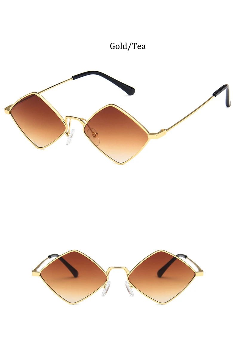 Cat Shop Boys - Hipster Polygon Women Sunglasses Irregular Vintage Small Frame Rhombus Ladies Sunglasses Shades Retro Alloy Eyewear Black