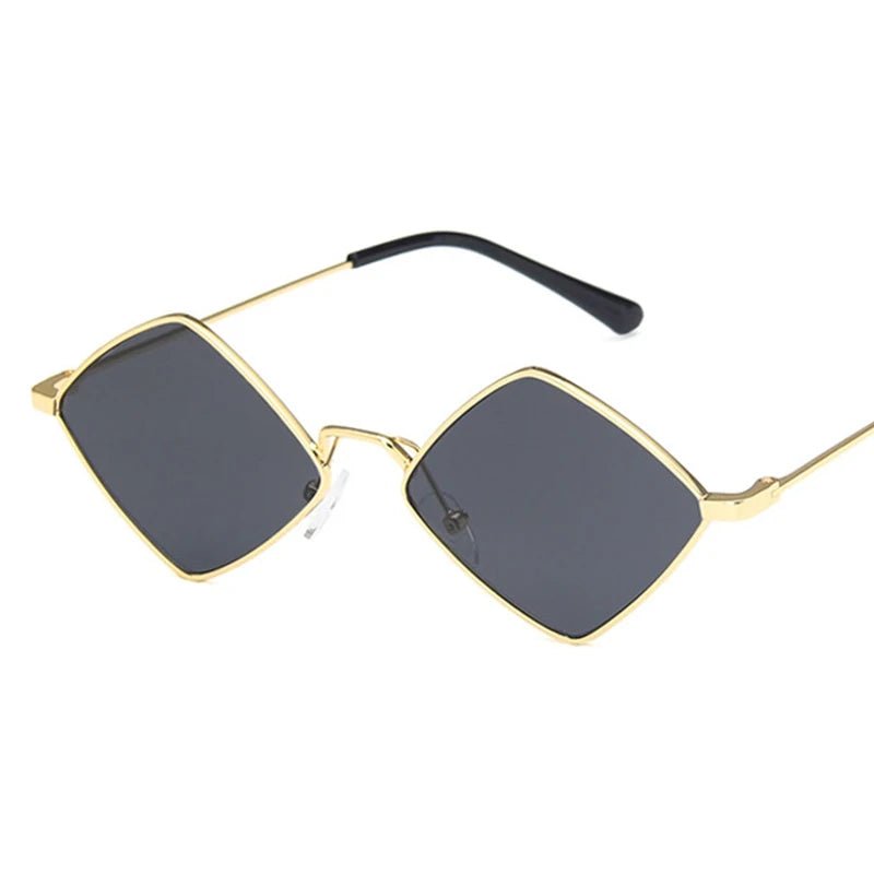 Cat Shop Boys - Hipster Polygon Women Sunglasses Irregular Vintage Small Frame Rhombus Ladies Sunglasses Shades Retro Alloy Eyewear Black