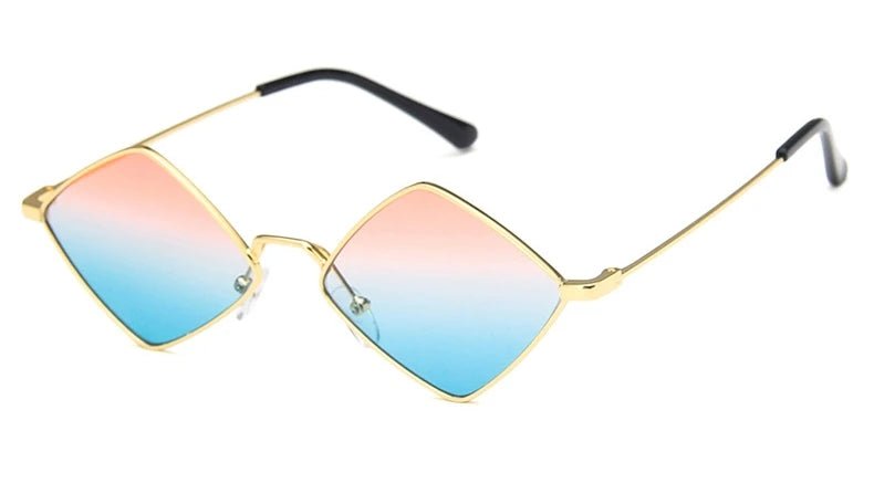 Cat Shop Boys - Hipster Polygon Women Sunglasses Irregular Vintage Small Frame Rhombus Ladies Sunglasses Shades Retro Alloy Eyewear Black