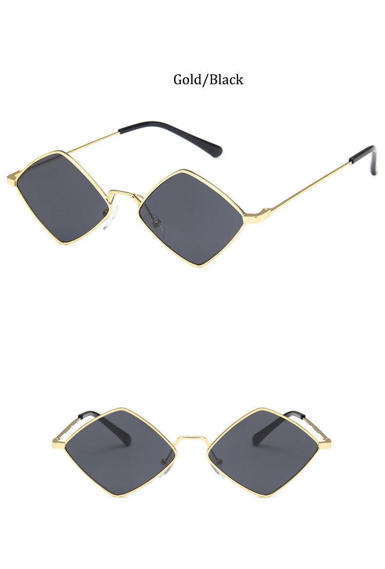 Cat Shop Boys - Hipster Polygon Women Sunglasses Irregular Vintage Small Frame Rhombus Ladies Sunglasses Shades Retro Alloy Eyewear Black