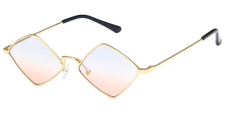 Cat Shop Boys - Hipster Polygon Women Sunglasses Irregular Vintage Small Frame Rhombus Ladies Sunglasses Shades Retro Alloy Eyewear Black